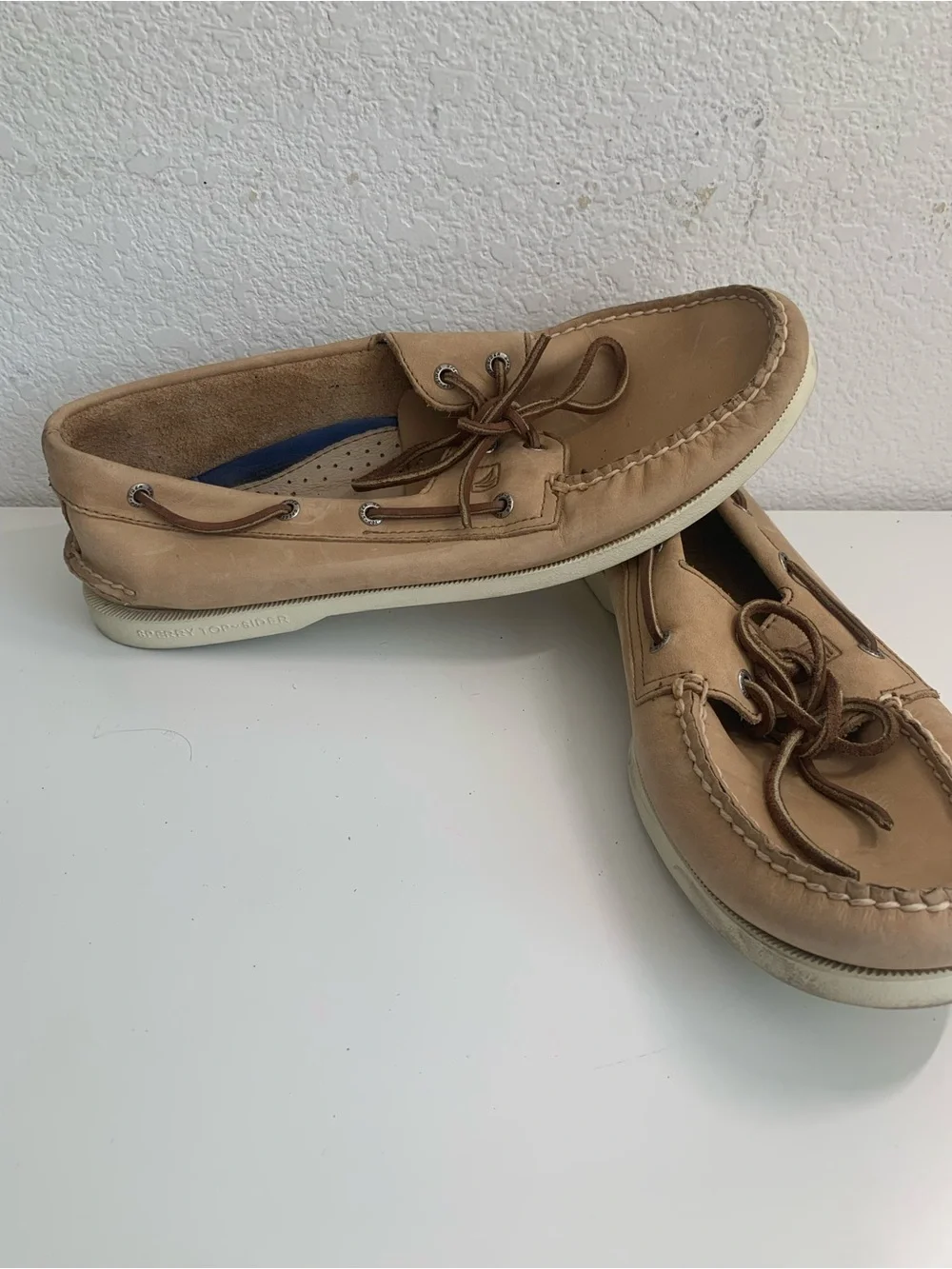 Sperry Light Brown Leather Moc Toe Boat Shoes